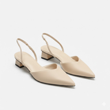 Dames slingback pumps met spitse neus en middelhoge blokhak voor op kantoor