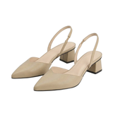 Slingback Pumps met Puntige Neus en Kleine Vierkante Hak voor Dames