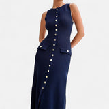 Ancienne Monde | Lange Mouw Trui Jurk met Knopen voor Dames – Zomer Elegantie zonder Mouwen