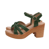 Platform Sandalen met Gevlochten Bandjes en Blokhak voor Dames