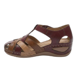 Dames Gladiator Sandalen van PU Leer met Gesloten Neus en Lage Wedge Zool
