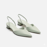 Dames slingback pumps met spitse neus en middelhoge blokhak voor op kantoor