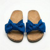 Platte Sandalen voor Dames met Decoratieve Knoop en Rubber Zool in Kurkstijl