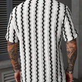 Heren Retro Overhemd Korte Mouw Print Casual