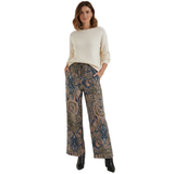 Geeske - Pantalon Large met Cachemireprint en Hoge Elastische Taille voor Vrouwen