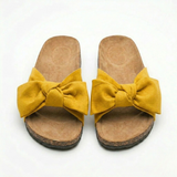 Platte Sandalen voor Dames met Decoratieve Knoop en Rubber Zool in Kurkstijl