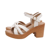 Platform Sandalen met Gevlochten Bandjes en Blokhak voor Dames