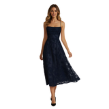 Maxi Jurk voor Avond met Spaghettibandjes in Jacquard voor Dames