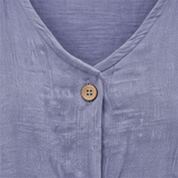 Blouse voor Vrouwen met V-hals, Knopen en 3/4 Mouwen van Linnen en Katoen