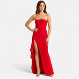 Ancienne Monde | Strapless Jurk met Hoge Split voor Dames – Gedurfde Elegantie, Hedendaags Glamour voor de Avond