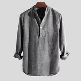 Heren Overhemd Halve Rits Gestreept Casual