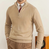 Gabriel Laurent | Luxe Heren Trui met Half-Rits en Hoge Kraag