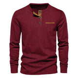 Herman Koch | Heren langarm Henley-shirt van geribde katoenmix