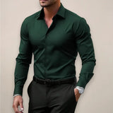 Slim Fit Heren Overhemd Stretch Elegant Zakelijk