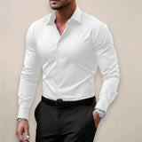 Slim Fit Heren Overhemd Stretch Elegant Zakelijk