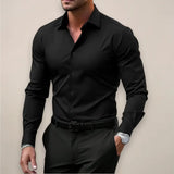 Slim Fit Heren Overhemd Stretch Elegant Zakelijk