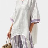 Allegra – comfortabele blouse en gestreepte bamboe broek
