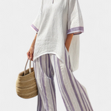 Allegra – comfortabele blouse en gestreepte bamboe broek