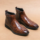 Ivo™ Luxe Croco-Patroon Heren Enkellaarzen