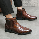 Ivo™ Luxe Croco-Patroon Heren Enkellaarzen