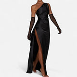Ancienne Monde | Asymmetrische Lange Jurk voor Vrouwen – Sculpturale Silhouette, Natuurlijke Beweging