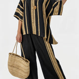 Tamara – comfortabele oversized gestreepte top en casual linnen broek