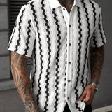 Heren Retro Overhemd Korte Mouw Print Casual