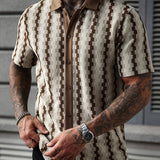 Heren Retro Overhemd Korte Mouw Print Casual