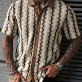 Heren Retro Overhemd Korte Mouw Print Casual