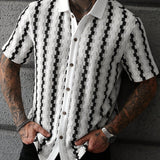 Heren Retro Overhemd Korte Mouw Print Casual