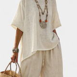 Beatrice – essentiële comfortabele blouse en wijde broek