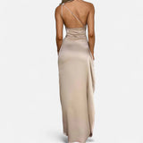 Ancienne Monde | Asymmetrische Lange Jurk voor Vrouwen – Sculpturale Silhouette, Natuurlijke Beweging