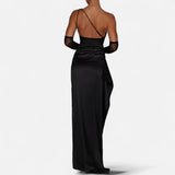 Ancienne Monde | Asymmetrische Lange Jurk voor Vrouwen – Sculpturale Silhouette, Natuurlijke Beweging