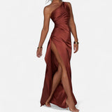 Ancienne Monde | Asymmetrische Lange Jurk voor Vrouwen – Sculpturale Silhouette, Natuurlijke Beweging