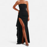Ancienne Monde | Strapless Jurk met Hoge Split voor Dames – Gedurfde Elegantie, Hedendaags Glamour voor de Avond